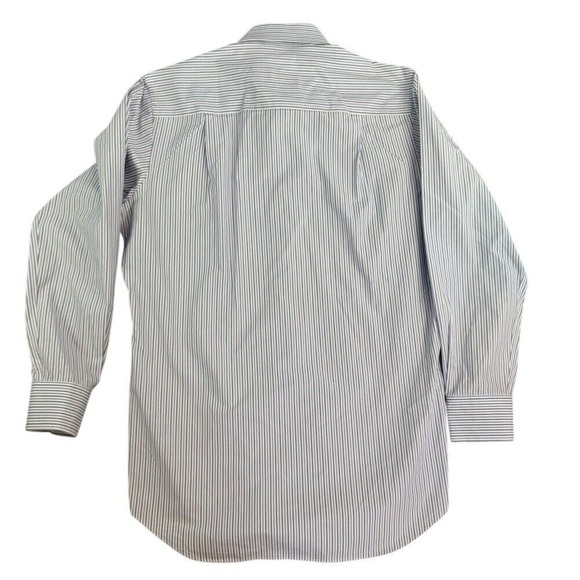 David Donahue‎ Trim Fit Dress Shirt 16 32/33 Blue Stripes Button Up Long Sleeve - Picture 3 of 13